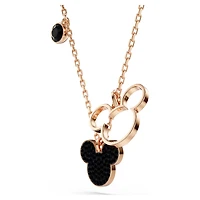 Mickey & Minnie pendant, Black, Rose gold-tone plated by SWAROVSKI