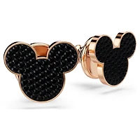 Mickey & Minnie stud earrings, Black, Rose gold-tone plated by SWAROVSKI