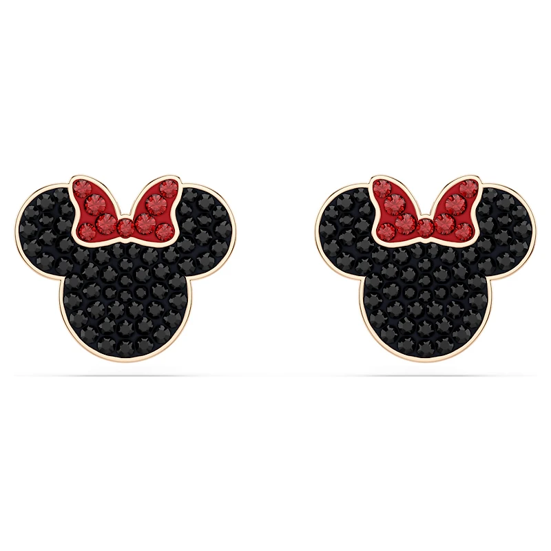 Mickey & Minnie stud earrings, Multicoloured, Rose gold-tone plated by SWAROVSKI