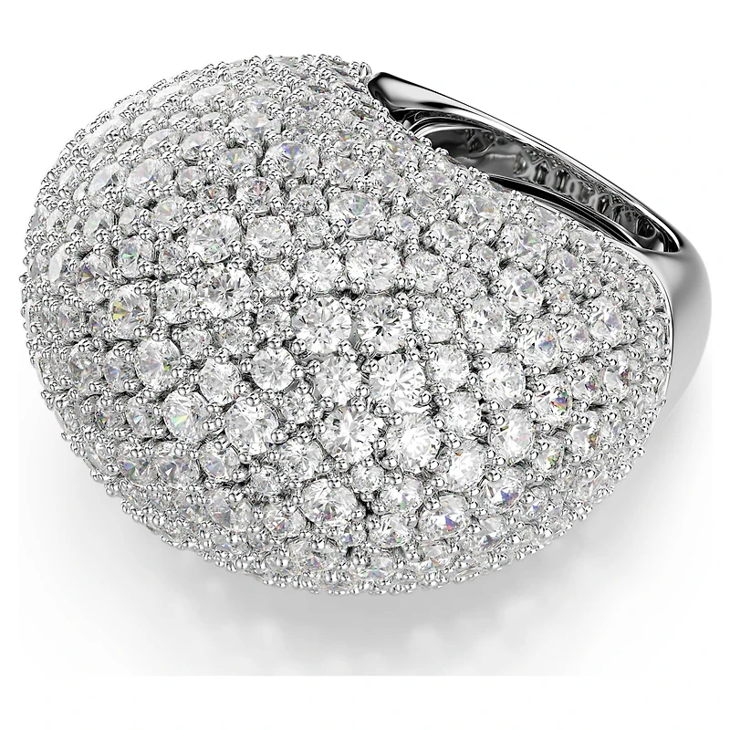 Sublima cocktail ring, Large, White, Rhodium plated by SWAROVSKI