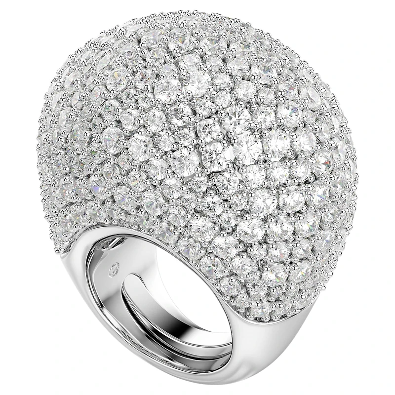 Sublima cocktail ring, Large, White, Rhodium plated by SWAROVSKI