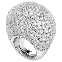 Sublima cocktail ring, Large, White, Rhodium plated by SWAROVSKI