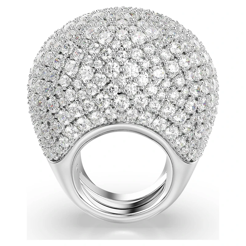 Sublima cocktail ring, Large, White, Rhodium plated by SWAROVSKI