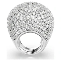 Sublima cocktail ring, Large, White, Rhodium plated by SWAROVSKI