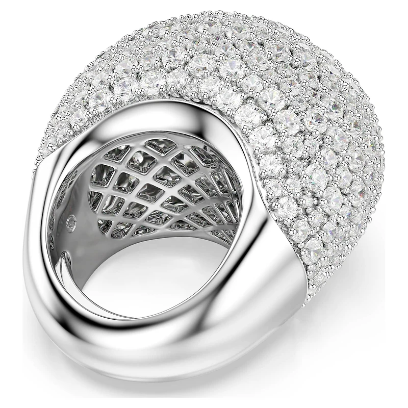 Sublima cocktail ring, Large, White, Rhodium plated by SWAROVSKI