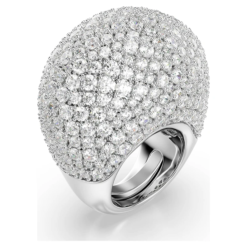 Sublima cocktail ring, Large, White, Rhodium plated