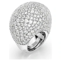 Sublima cocktail ring, Large, White, Rhodium plated