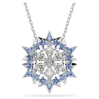 Magic pendant and brooch, Snowflake, Blue, Rhodium plated by SWAROVSKI