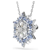 Magic pendant and brooch, Snowflake, Blue, Rhodium plated by SWAROVSKI