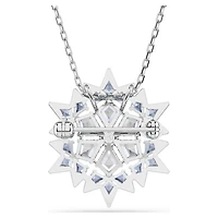 Magic pendant and brooch, Snowflake, Blue, Rhodium plated by SWAROVSKI