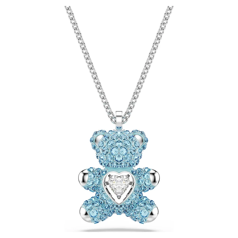 Teddy pendant, Bear, Blue, Rhodium plated by SWAROVSKI