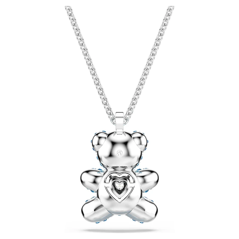 Teddy pendant, Bear, Blue, Rhodium plated by SWAROVSKI