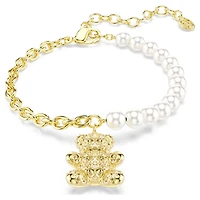 Idyllia bracelet, Crystal pearl, Round cut, Teddy, Gold tone, 18K gold finish