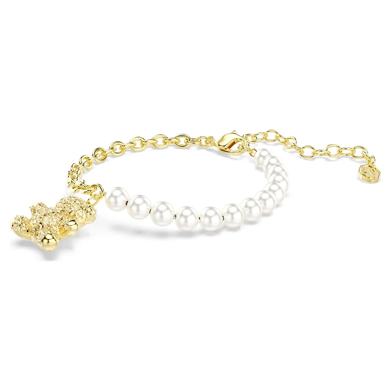 Idyllia bracelet, Crystal pearl, Round cut, Teddy, Gold tone, Gold-tone plated by SWAROVSKI