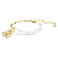 Idyllia bracelet, Crystal pearl, Round cut, Teddy, Gold tone, Gold-tone plated by SWAROVSKI