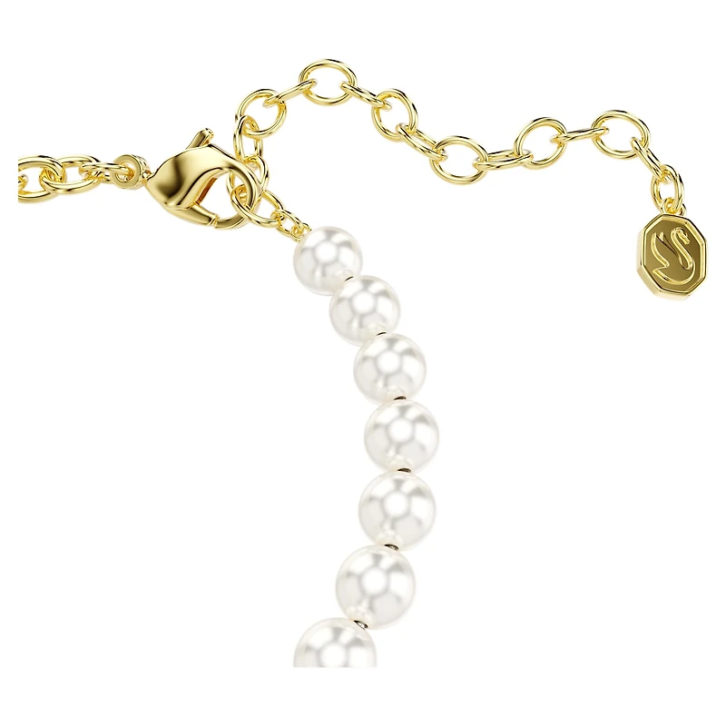 Idyllia bracelet, Crystal pearl, Round cut, Teddy, Gold tone, 18K gold finish