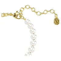 Idyllia bracelet, Crystal pearl, Round cut, Teddy, Gold tone, 18K gold finish