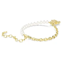 Idyllia bracelet, Crystal pearl, Round cut, Teddy, Gold tone, 18K gold finish