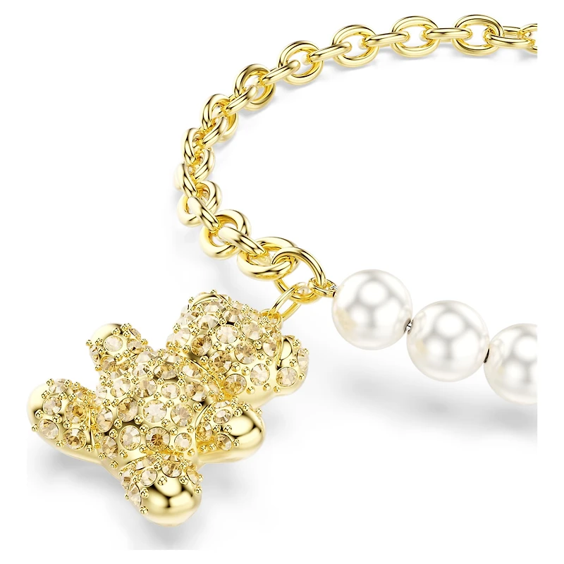 Idyllia bracelet, Crystal pearl, Round cut, Teddy, Gold tone, Gold-tone plated by SWAROVSKI