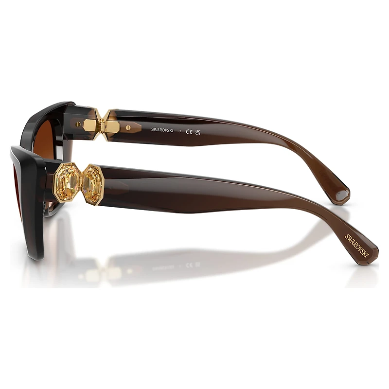 Sunglasses, Cat-Eye shape, SK6047, Dark brown by SWAROVSKI