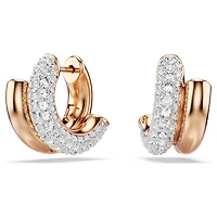 Dextera hoop earrings, Round cut, Mini, White, 18K rose gold finish