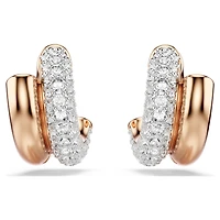 Dextera hoop earrings, Round cut, Mini, White, 18K rose gold finish