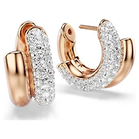 Dextera hoop earrings, Round cut, Mini, White, 18K rose gold finish