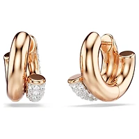 Dextera hoop earrings, Round cut, Mini, White, 18K rose gold finish