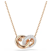 Dextera pendant, Round cut, White, 18K rose gold finish