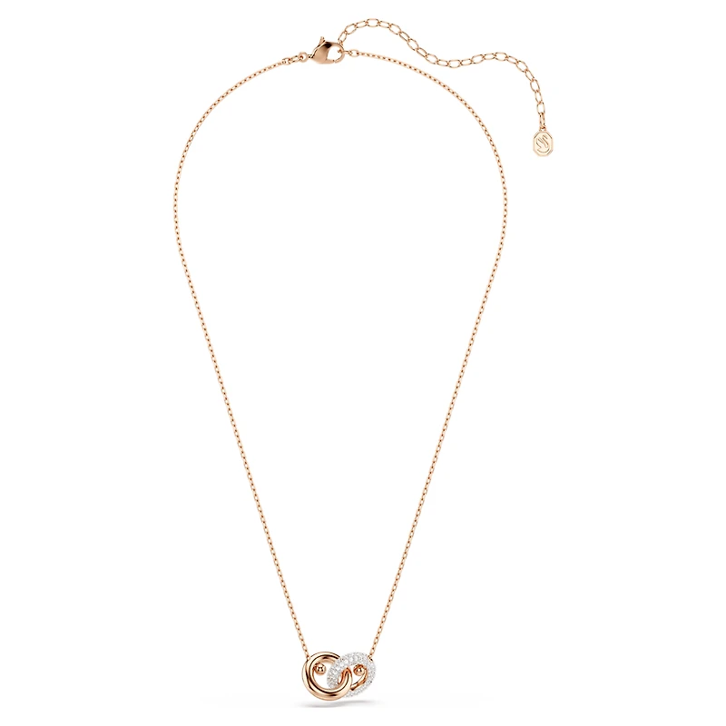 Dextera pendant, Round cut, White, 18K rose gold finish