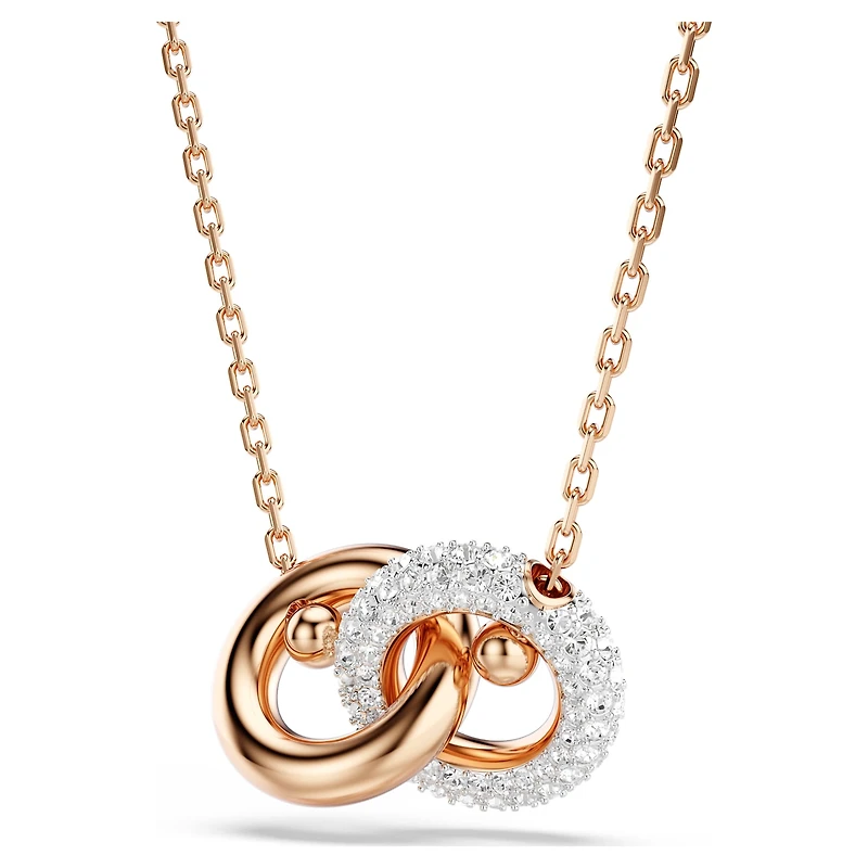 Dextera pendant, Round cut, White, 18K rose gold finish