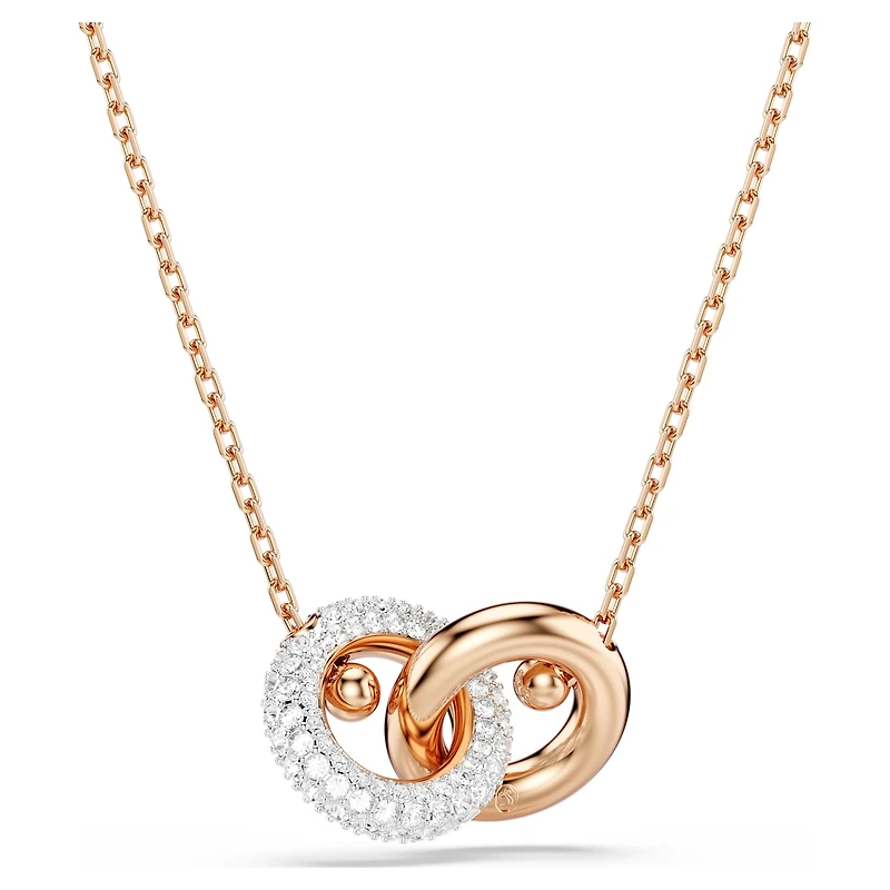 Dextera pendant, Round cut, White, 18K rose gold finish