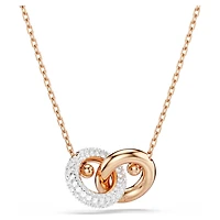 Dextera pendant, Round cut, White, 18K rose gold finish