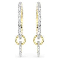 Dextera hoop earrings, Round cut, White, 18K gold finish