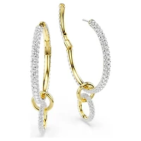 Dextera hoop earrings, Round cut, White, 18K gold finish