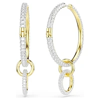 Dextera hoop earrings, Round cut, White, 18K gold finish