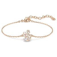 Swan bracelet, Mixed cuts, Swan, White, Rose gold-tone plated by SWAROVSKI