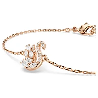 Swan bracelet, Mixed cuts, Swan, White, 18K rose gold finish