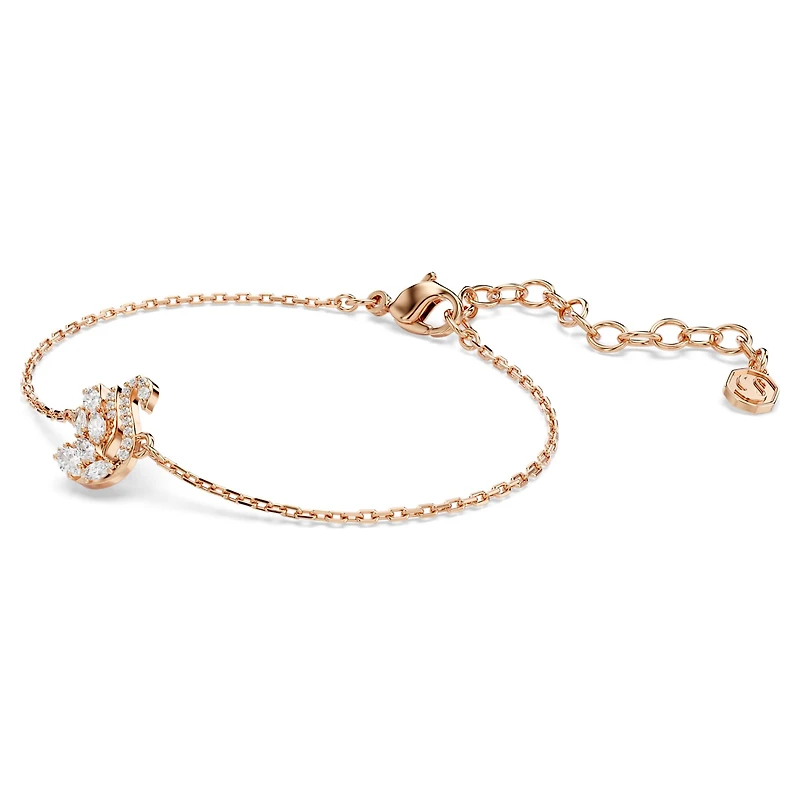 Swan bracelet, Mixed cuts, Swan, White, Rose gold-tone plated by SWAROVSKI