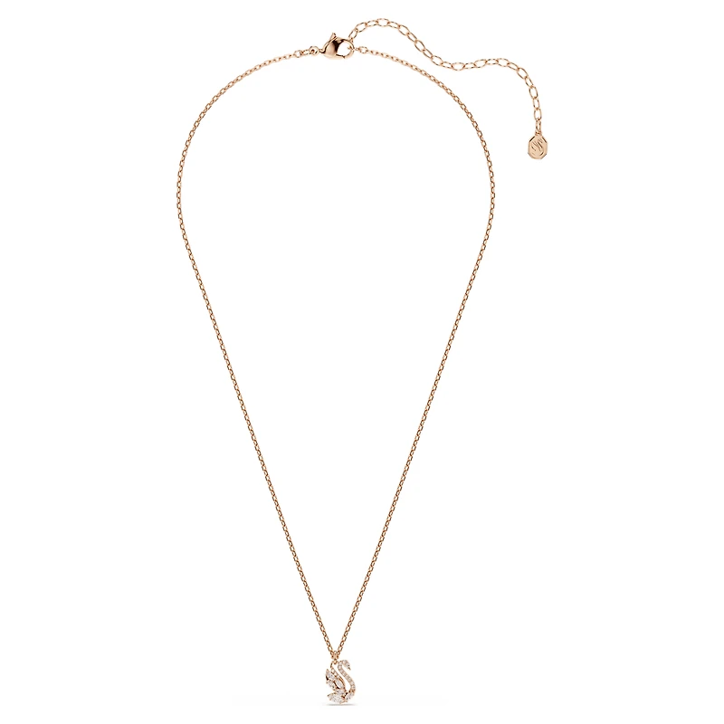 Swan pendant, Mixed cuts, Swan, White, 18K rose gold finish