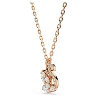 Swan pendant, Mixed cuts, Swan, White, 18K rose gold finish