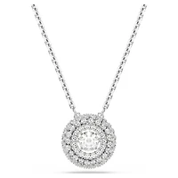 Sublima pendant, Round cut, White, Rhodium plated