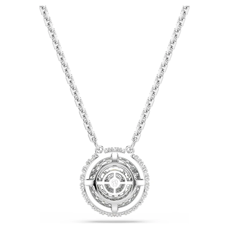 Sublima pendant, Round cut, White, Rhodium plated