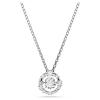 Constella pendant, Round cut, Dancing stone, White, Rhodium plated by SWAROVSKI