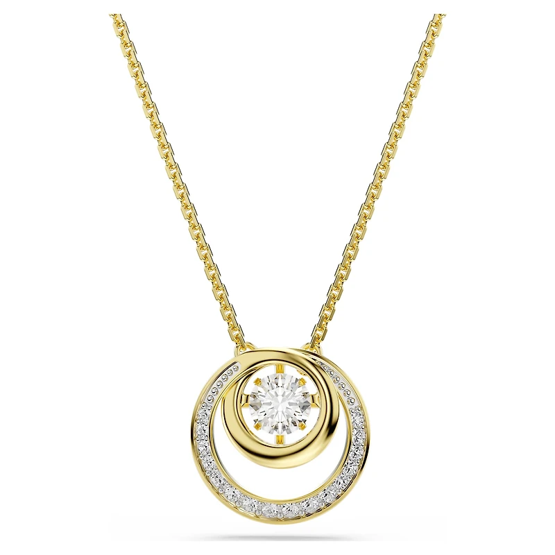 Hyperbola pendant, Round cut, White, 18K gold finish