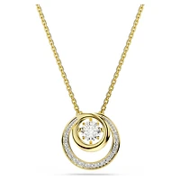 Hyperbola pendant, Round cut, White, 18K gold finish