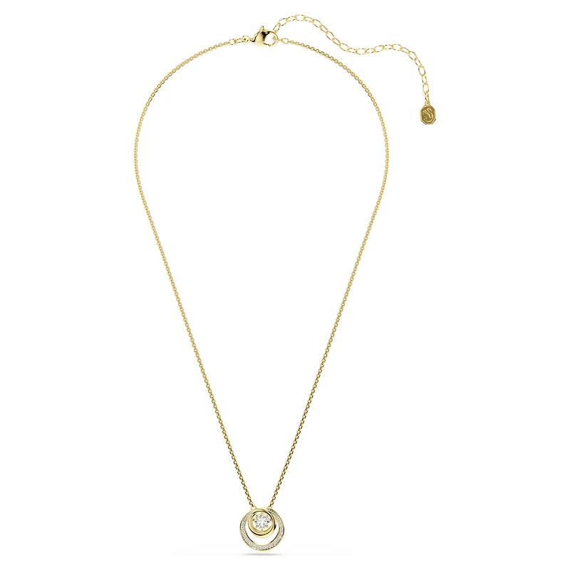 Hyperbola pendant, Round cut, White, 18K gold finish