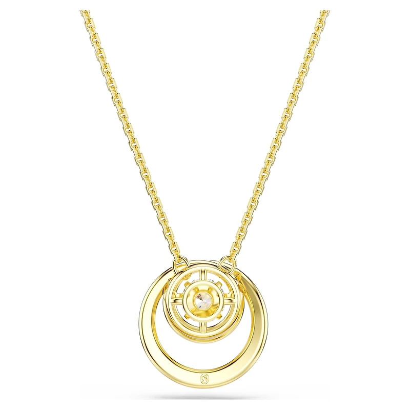 Hyperbola pendant, Round cut, White, 18K gold finish