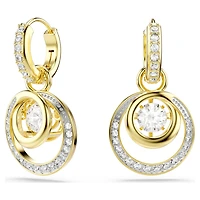 Hyperbola drop earrings, Round cut, White, Gold-tone plated by SWAROVSKI