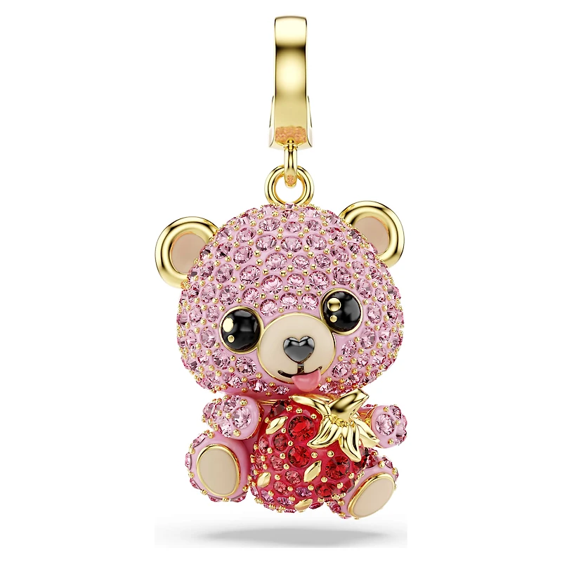 Idyllia charm, Mixed cuts, Teddy, Pink, Gold-tone plated by SWAROVSKI